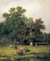 キノコを集める 1870 年の古典的な風景 イワン・イワノビッチ